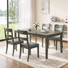 Set of 4 Grey Dining Chairs with 19.5 Inch Wide Padded Seat and Rubber Wood Frame