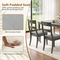 Set of 4 Grey Dining Chairs with 19.5 Inch Wide Padded Seat and Rubber Wood Frame