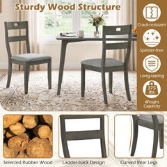 Set of 4 Grey Dining Chairs with 19.5 Inch Wide Padded Seat and Rubber Wood Frame