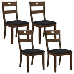 Set of 4 Walnut Dining Chairs with 19.5 Inch Wide Padded Seat and Rubber Wood Frame