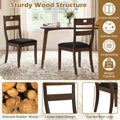 Set of 4 Walnut Dining Chairs with 19.5 Inch Wide Padded Seat and Rubber Wood Frame