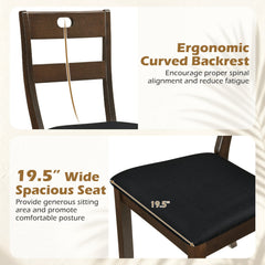 Set of 4 Walnut Dining Chairs with 19.5 Inch Wide Padded Seat and Rubber Wood Frame