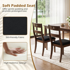Set of 4 Walnut Dining Chairs with 19.5 Inch Wide Padded Seat and Rubber Wood Frame