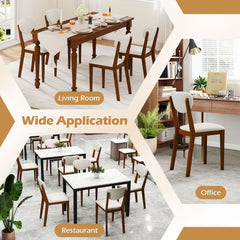 Set of 4 Sherpa Dining Chairs with Oval Backrest and Walnut Rubber Wood Legs