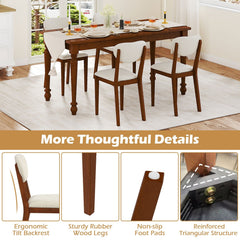 Set of 4 Sherpa Dining Chairs with Oval Backrest and Walnut Rubber Wood Legs