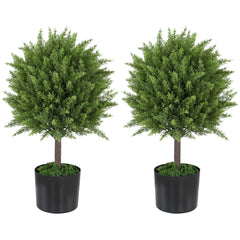 Decorative Artificial Plants, Cedar Topiary Trees in Pots, Fake Plants for Home Indoor outdoor Decor, Green