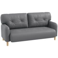 58" 2 Seat Sofa, Modern Love Seats Furniture, Upholstered 2 Seater Couch, Solid Wood Frame, Beige