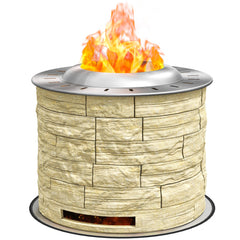 Smokeless Fire Pit, Portable Camping Bonfire Stove with Mat for Backyard Patio Picnic, Magnesium Oxide, Yellow