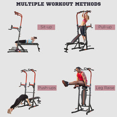 Power Tower Pull Up Bar Station for Home Gym Training Workout Equipment With Sit Up Bench