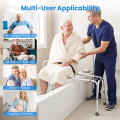 Sliding Tub Transfer Bench, Shower Chair for Disabled and Elderly-White