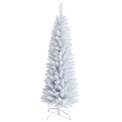 5 FT White Pencil Christmas Tree, 240 PVC Tips on a Folding Metal Stand, Unlit