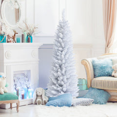 5 FT White Pencil Christmas Tree, 240 PVC Tips on a Folding Metal Stand, Unlit