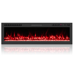 Smart WiFi Electric Fireplace Wall Mounted & Recessed 750W/1500W Heater-60 Inch