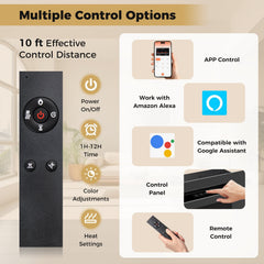 Smart WiFi Electric Fireplace Wall Mounted & Recessed 750W/1500W Heater-60 Inch