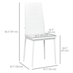High Back Dining Chairs, Modern Upholstered PU Leather Accent Chairs with Metal Legs for Kitchen, Set of 6, White
