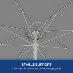 5.7' Beach Umbrella for Travel with Tilt, Adjustable Height, 2 Cup Holders, Hook, Vent, Ruffles, Blue and White