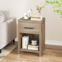Nightstand with Drawer and Shelf, Natural