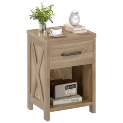 Nightstand with Drawer and Shelf, Natural