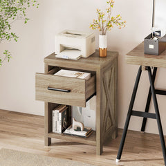 Nightstand with Drawer and Shelf, Natural