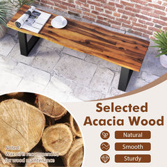 Solid Acacia Wood Patio Bench Dining Bench Seating Bench