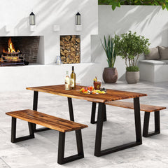 Solid Acacia Wood Patio Bench Dining Bench Seating Bench