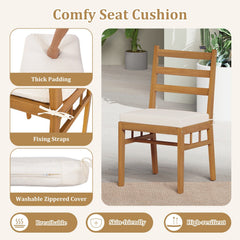 Solid Acacia Wood Patio Chair Set of 2 Armless Chair-White