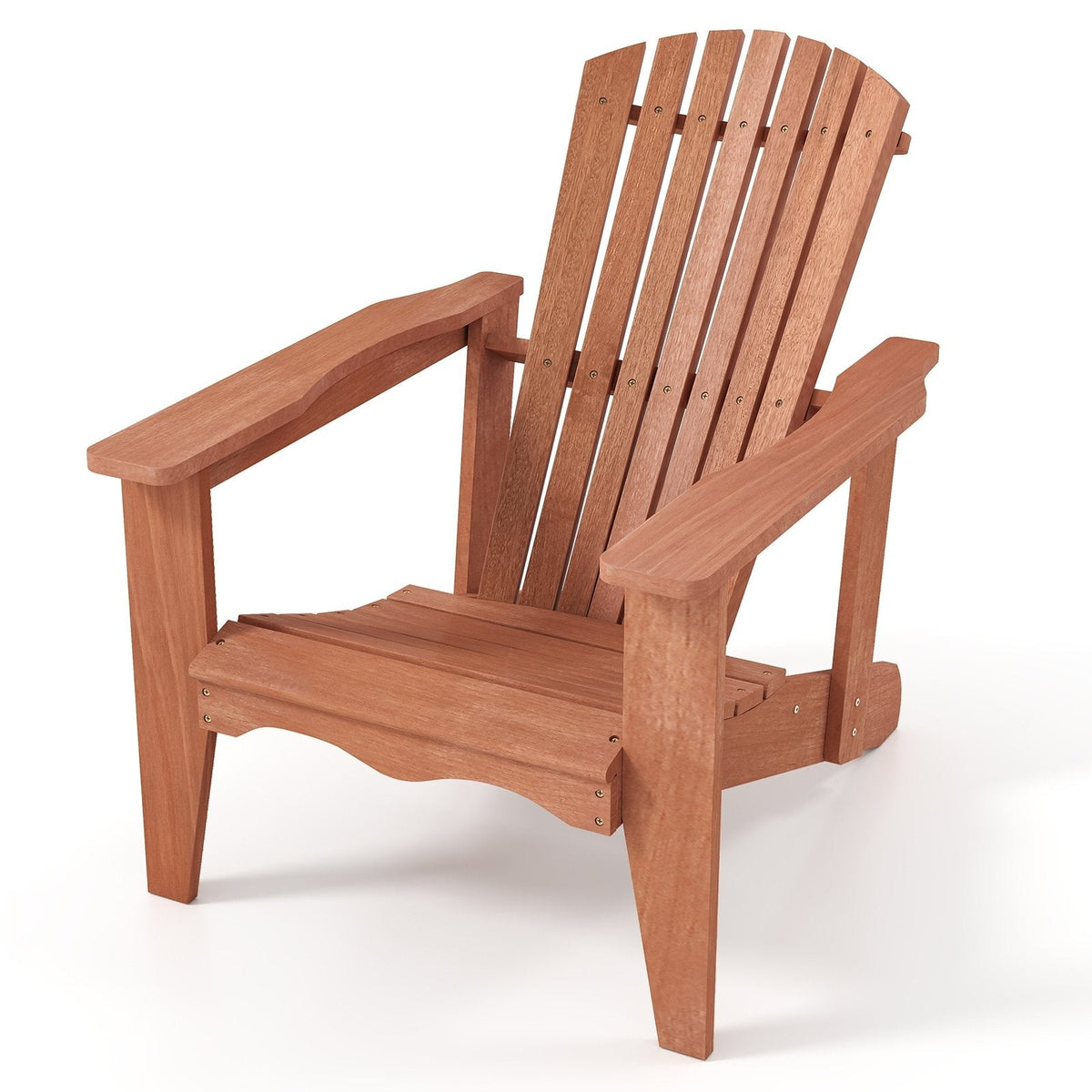 Solid Wood Adirondack Chair with High, Backrest and Wide Armrests