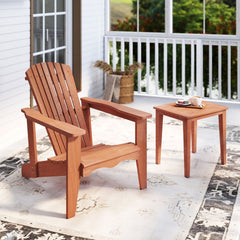 Solid Wood Adirondack Chair with High, Backrest and Wide Armrests