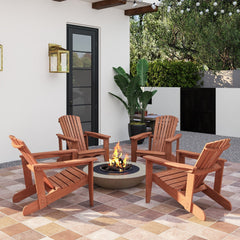 Solid Wood Adirondack Chair with High, Backrest and Wide Armrests
