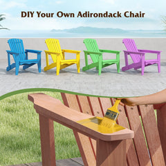 Solid Wood Adirondack Chair with High, Backrest and Wide Armrests