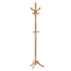 Solid Wood Hall Tree with 11 Hooks and 3 Height Options for Entryway-Natural
