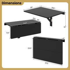 Space Saver Folding Wall-Mounted Drop-Leaf Table-Black