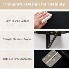 Space Saver Folding Wall-Mounted Drop-Leaf Table-Black