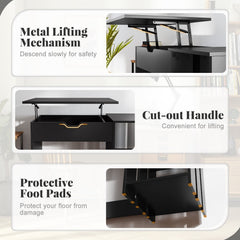 Space Saving Computer Desk with Hidden Compartment and Open Storage Shelves-Black