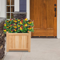 Folding Wooden Planter Box 15 Inch Square, Raised Flower Bed with Removable Base