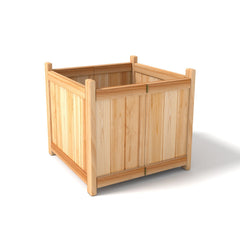 Folding Wooden Planter Box 15 Inch Square, Raised Flower Bed with Removable Base