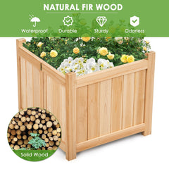 Folding Wooden Planter Box 15 Inch Square, Raised Flower Bed with Removable Base