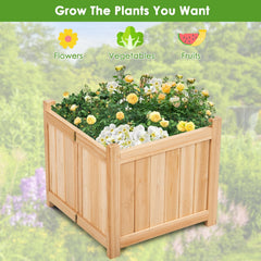 Folding Wooden Planter Box 15 Inch Square, Raised Flower Bed with Removable Base