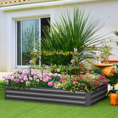 6' x 3' x 1' Raised Garden Bed with 2 Trellis Tomato Cages, Steel Frame Elevated Planter Box, Black