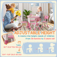 5 Pieces Toddler Table and Chair Set, Height Adjustable Activity Table and Chair Set for Nursery Classroom, Grey