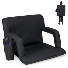 Stadium Seat for Bleachers with Back Support 6 Adjustable Positions-Black