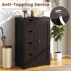 Standing Indoor Wooden Cabinet with 4 Drawers-Brown