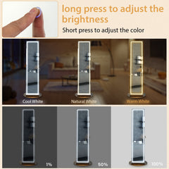 Standing Jewelry Cabinet with Adjustable LED Lights-Coffee