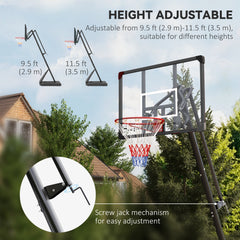 Outdoor Portable Basketball Hoop and Stand with Backboard Weighted Base Wheels, 115.4"-137.8" Height Adjustable