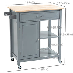 Rolling Kitchen Cart with Wood Top and Drawer, Kitchen Island on Wheels for Dining Room, Black | Canada