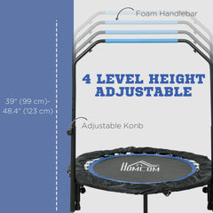 40" Foldable Mini Fitness Trampoline, with Adjustable Foam Handle, Blue