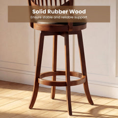 Set of 2 Fan Back Swivel Bar Stools in Espresso, 30 Inch Seat Height