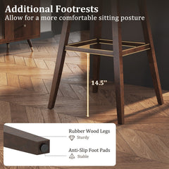 Set of 2 Backless Swivel Saddle Stools in Grey Linen on Rubber Wood Legs