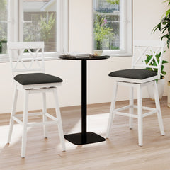 Set of 4 Cross Back Swivel Bar Stools in White, 29 Inch Seats