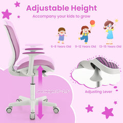 Swivel Mesh Children Computer Chair with Adjustable Height-Purple